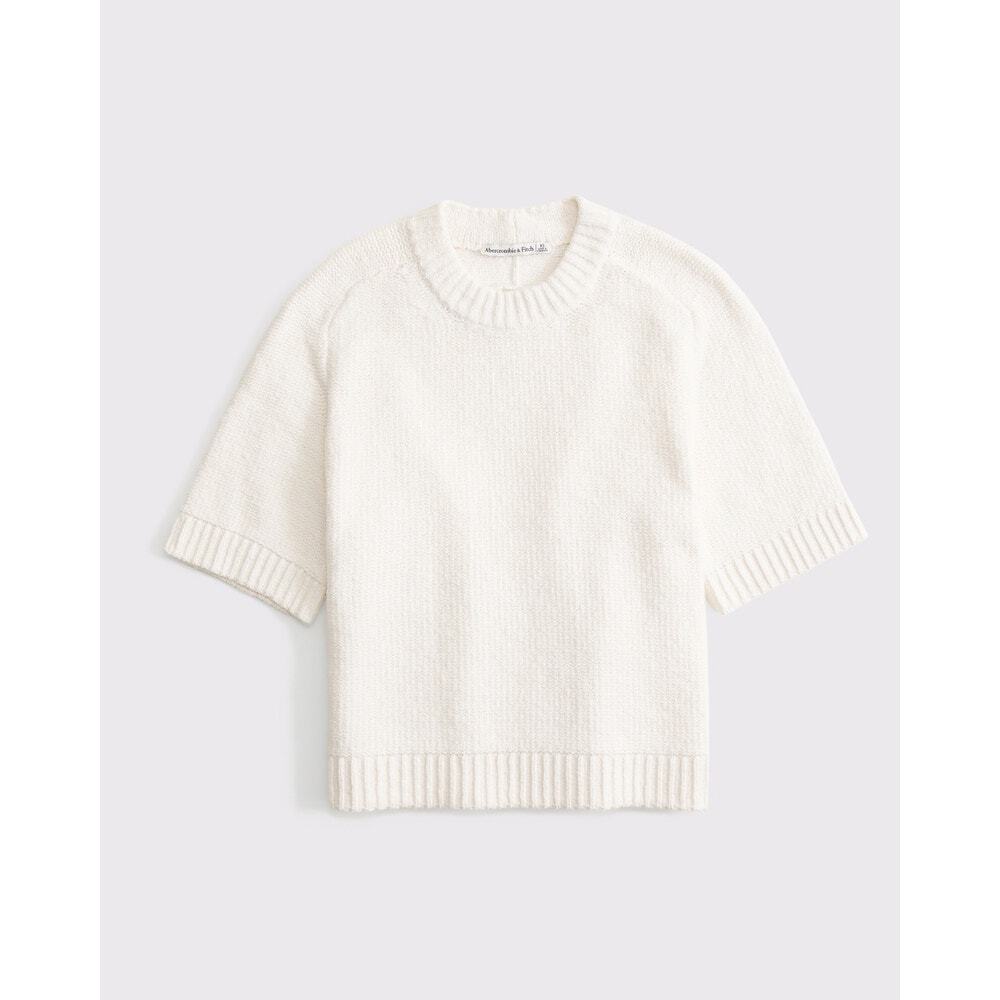Abercrombie Cream Short Sleeve Crewneck Sweater Tee XS - Picture 2 of 3